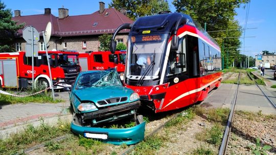 Samochód zderzył się z tramwajem. 5 osób w szpitalu