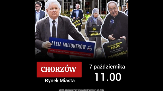 Tekturowi milionerzy z PiS-u odwiedzą chorzowski Rynek