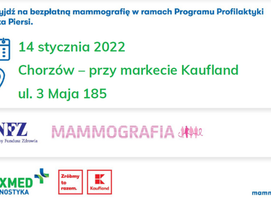 Bezpłatne badania mammograficzne odbędą się w piątek, 14 stycznia przy markecie "Kaufland"
