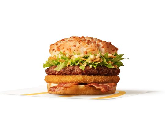 Archiwalne zdjęcie klasycznego Burgera Drwala na białym tle