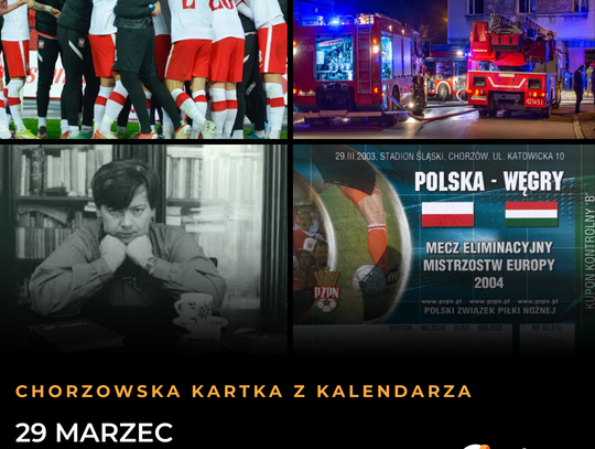 Chorzowska Kartka z Kalendarza - 29 marzec: Awans na Mundial, pożary i Niedziela Palmowa! Chorzowska Kartka z Kalendarza - 29 marzec: Awans na Mundial, pożary i Niedziela Palmowa!