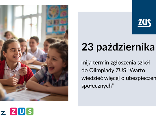 Do 23 października zgłoszenia Olimpiady ZUS. „Lekcje z ZUS” to instrukcja jak świadomie zaplanować swoją przyszłość