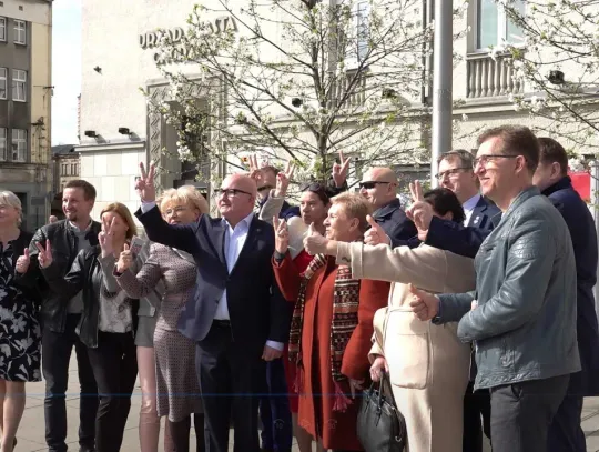 Finał kampanii samorządowej - konferencja na Rynku w Chorzowie