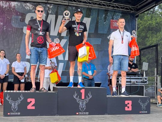 Martin Dobkowski z Chorzowa ze złotem w kategorii M30–34 na dystansie 1/2 Ironmana