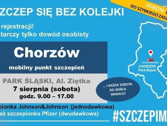 Mobilny punkt szczepień w Parku Śląskim do końca sierpnia
