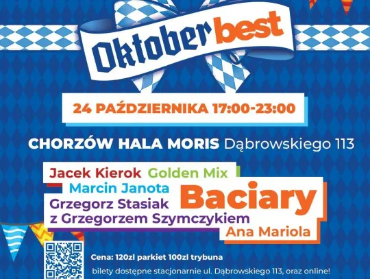 Plakat pierwszej Chorzowskiej Biesiady Oktoberbest, 24 października 2026 w hali MORiS
