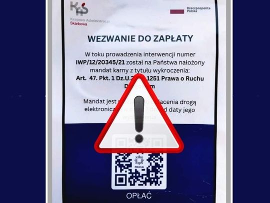 Ulotka z wezwaniem do zapłaty. Uważajcie - to oszustwo!