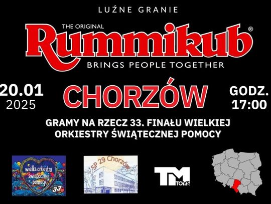 W Chorzowie odbędzie się Turniej Rummikub. W trakcie jego trwania nie zabraknie okazji do wsparcia WOŚP!