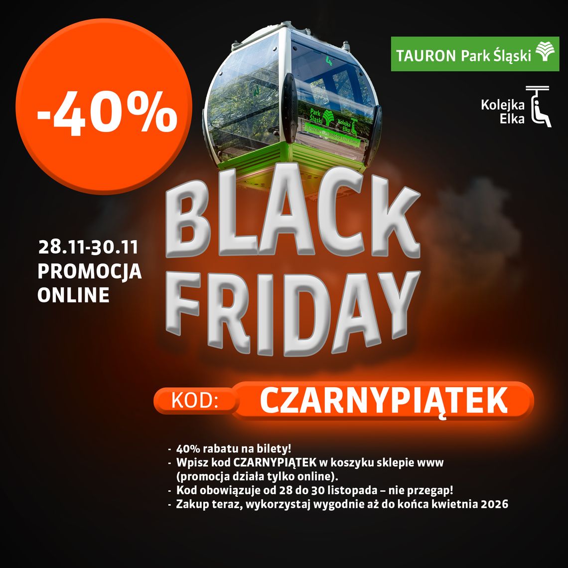 Black Friday na szczycie! Kolej Linowa Elka z największą promocją w roku – 40% taniej!
