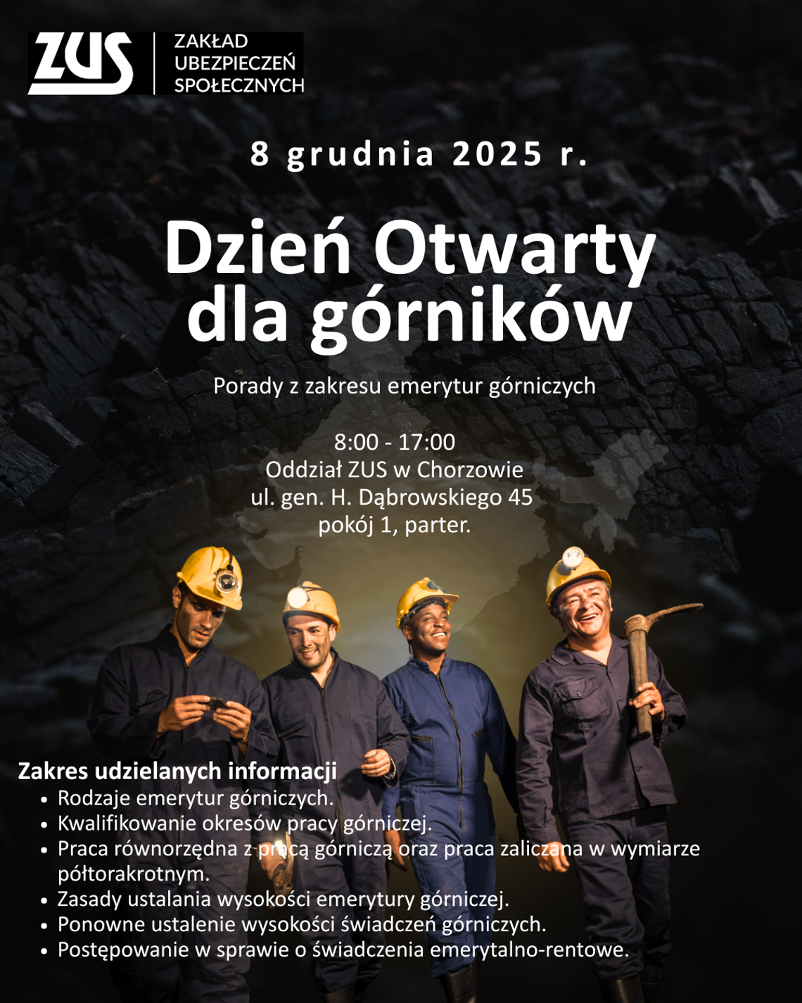 Częstsze porady w „Okienku Górniczym” w ZUS w Chorzowie i „Dzień otwarty dla górników” Częstsze porady w „Okienku Górniczym” w ZUS w Chorzowie i „Dzień otwarty dla górników”