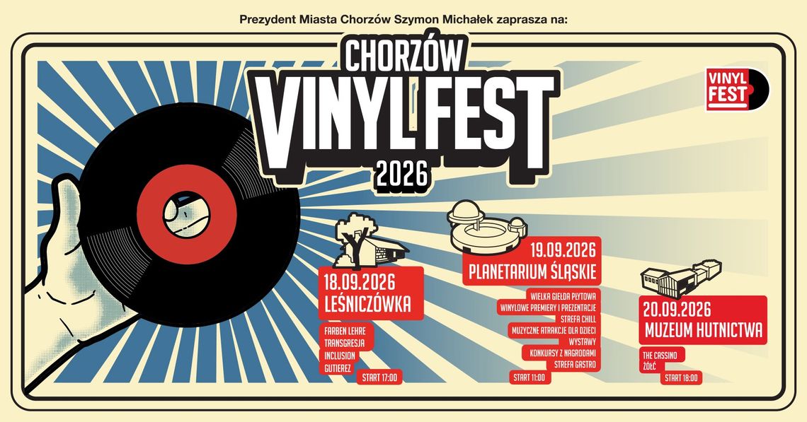 Już po raz dziewiąty Chorzów stanie się winylową stolicą Polski! We wrześniu odbędzie się VinylFest Już po raz dziewiąty Chorzów stanie się winylową stolicą Polski! We wrześniu odbędzie się VinylFest