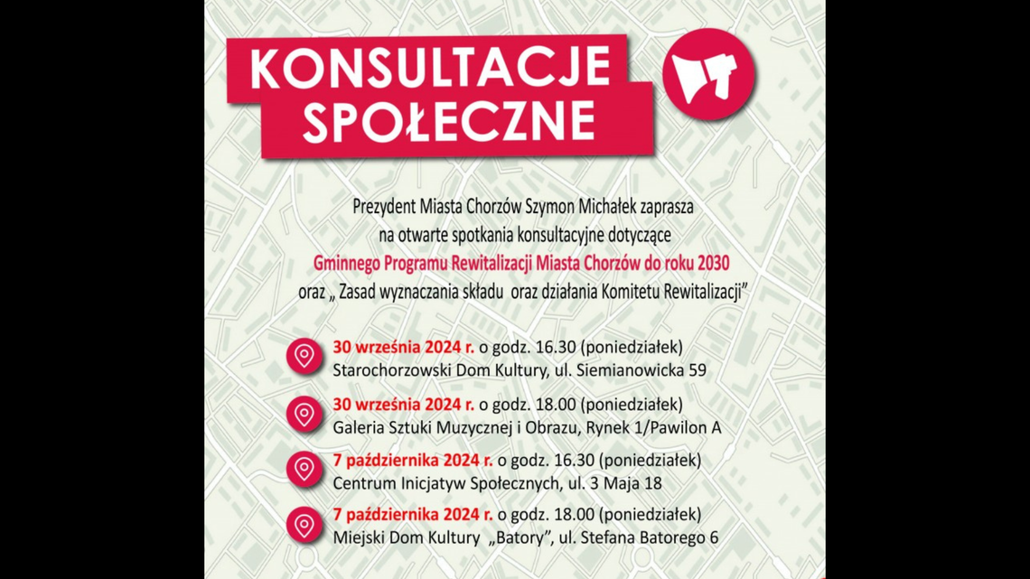 Konsultacje społeczne: Gminny Program Rewitalizacji Miasta Chorzów