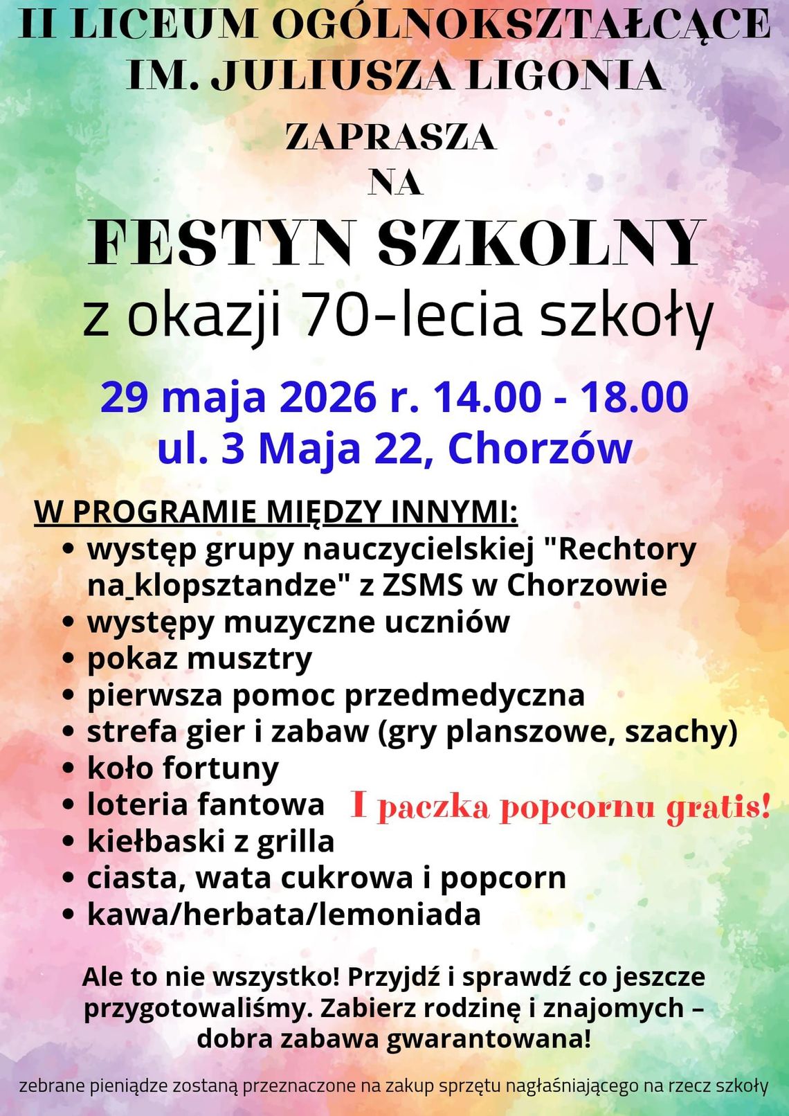 "Ligoń" zaprasza na festyn z okazji 70-lecia szkoły!