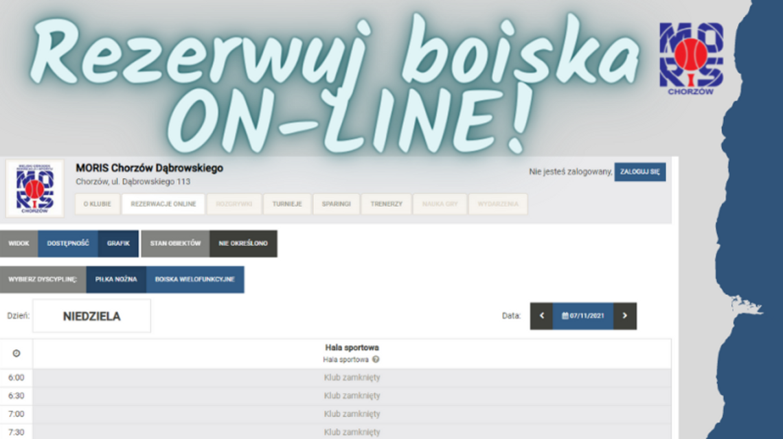 MORiS zachęca do rezerwacji boisk w wygodnym systemie on-line MORiS zachęca do rezerwacji boisk w wygodnym systemie on-line