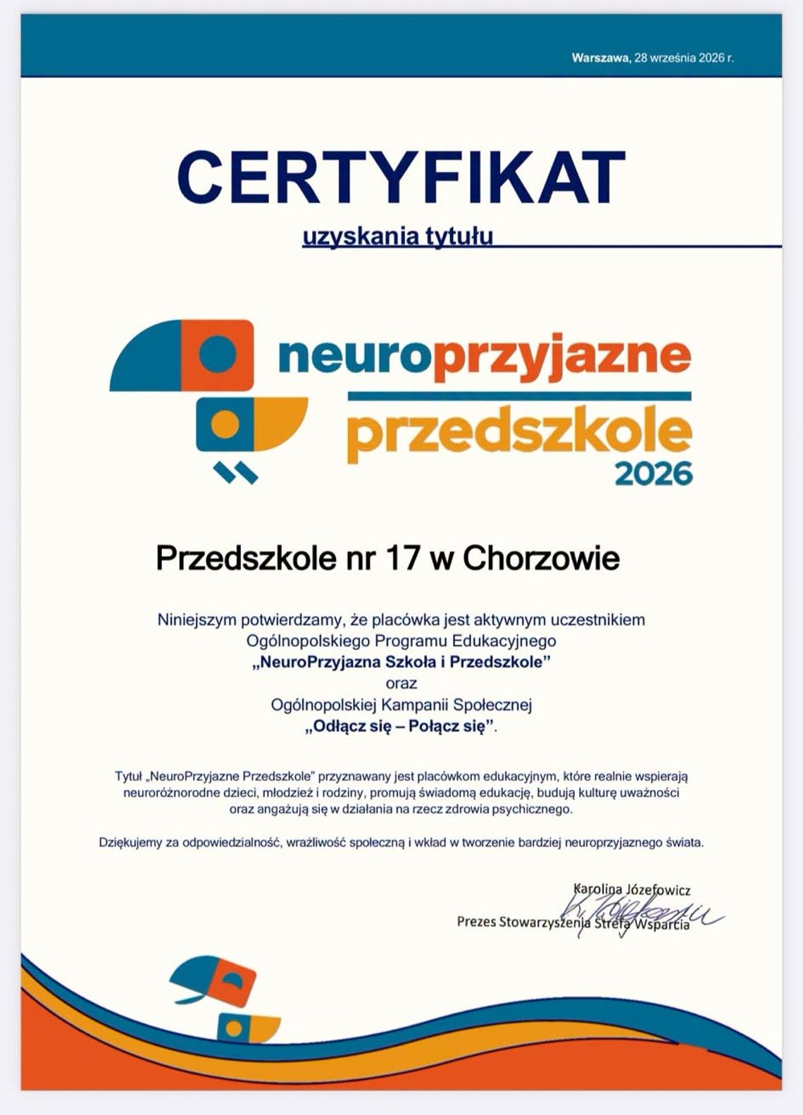 Przedszkole nr 17 dołączyło do programu „Neuroprzyjazna Szkoła i Przedszkole” Przedszkole nr 17 dołączyło do programu „Neuroprzyjazna Szkoła i Przedszkole”