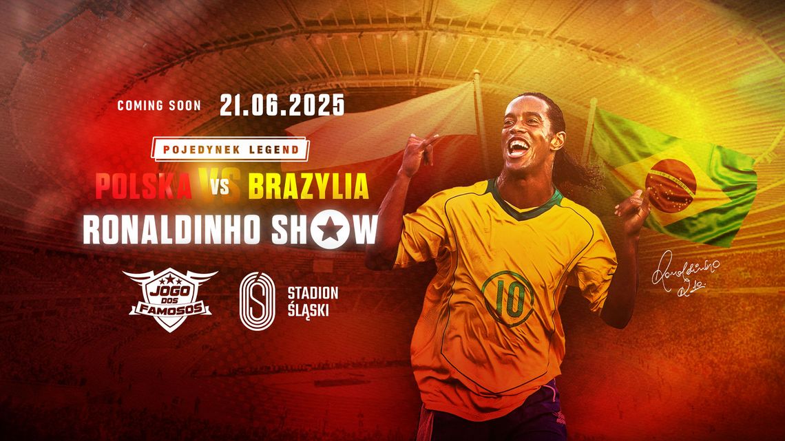 Ronaldinho zagra na Stadionie Śląskim! Polska zmierzy się z Brazylią w Pojedynku Legend