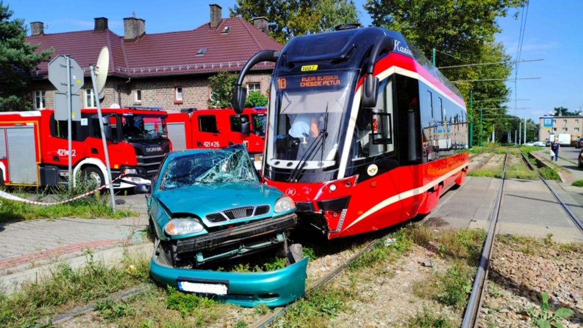 Samochód zderzył się z tramwajem. 5 osób w szpitalu