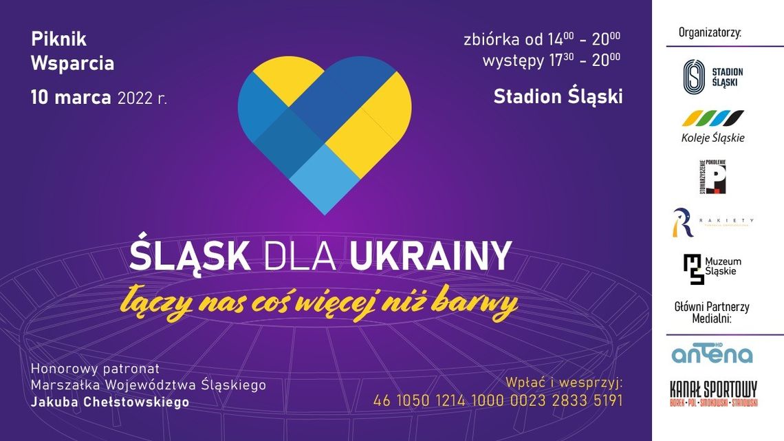 "Śląsk dla Ukrainy - Łączy nas coś więcej niż barwy" - piknik wsparcia na Stadionie Śląskim