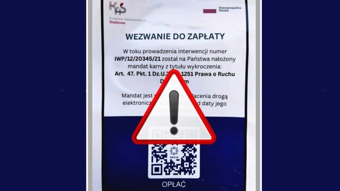 Ulotka z wezwaniem do zapłaty. Uważajcie - to oszustwo!