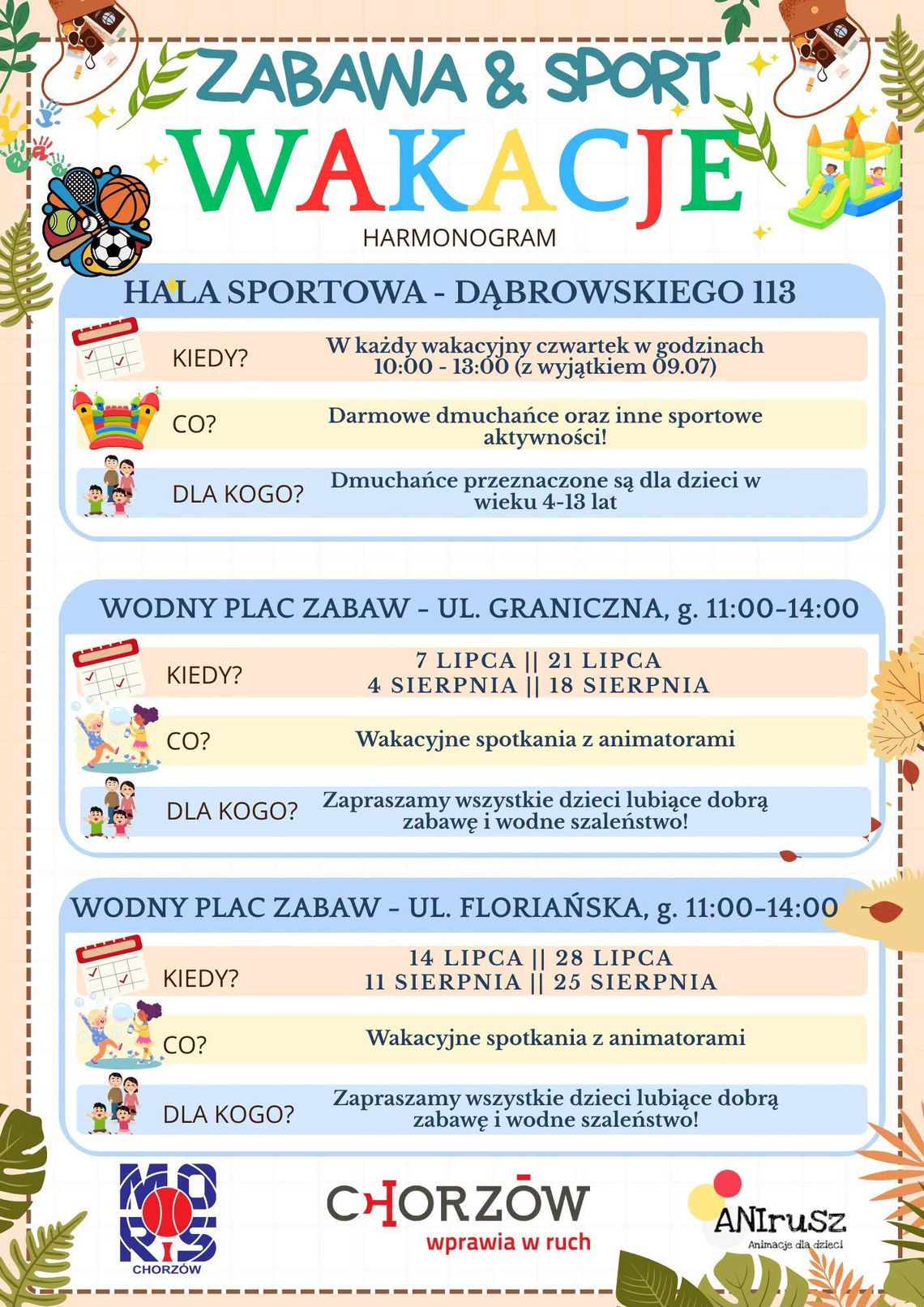 Zabawa i Sport, czyli letnie szaleństwo z MORiS Chorzów! [HARMONOGRAM]