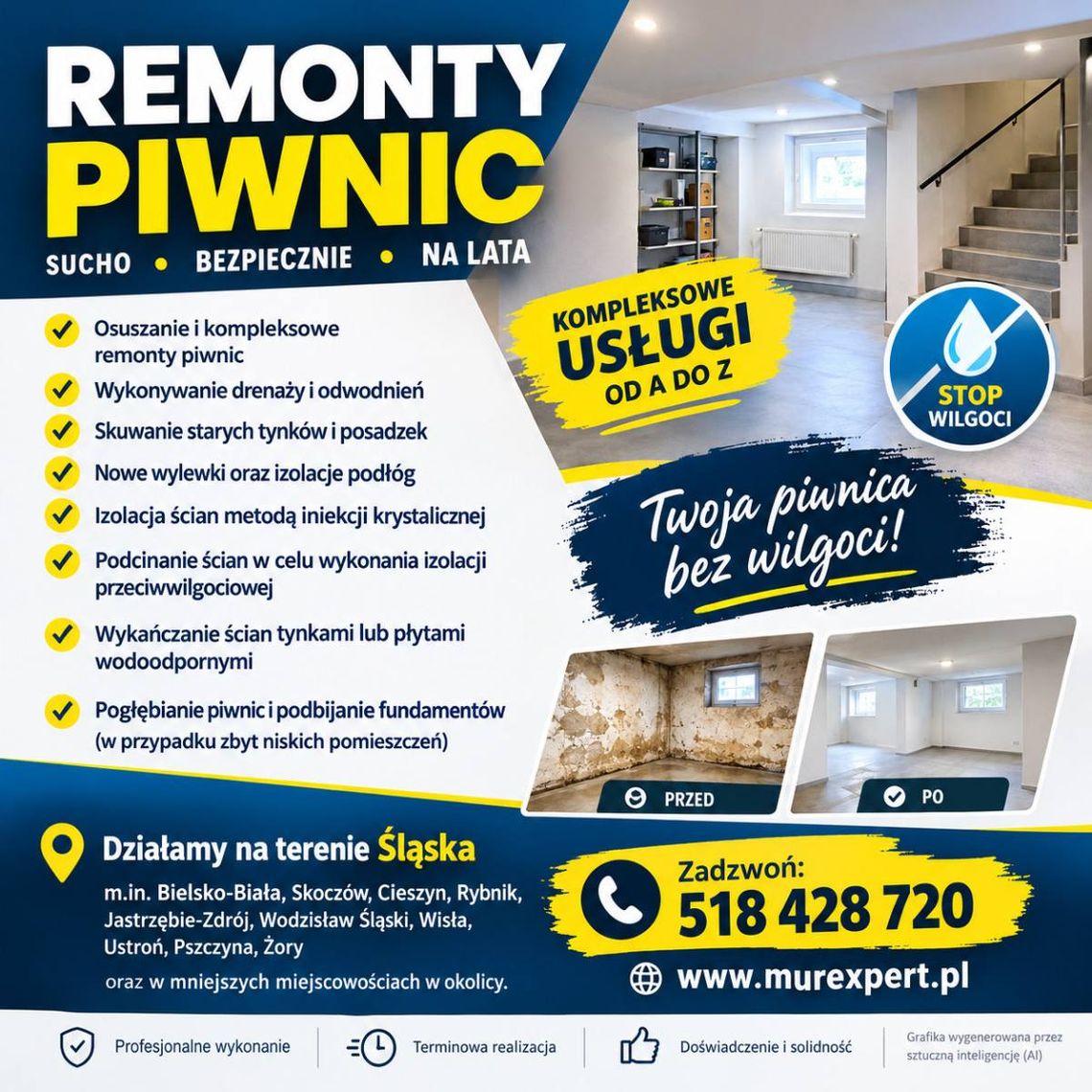 Osuszanie i remonty piwnic - pogłębianie i podbijanie fundamentów Śląsk/Małopolska Osuszanie i remonty piwnic - pogłębianie i podbijanie fundamentów Śląsk/Małopolska