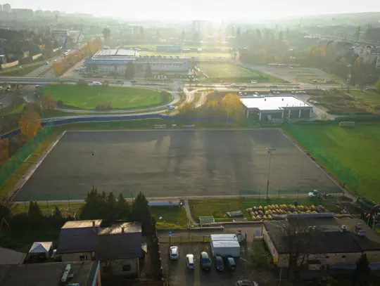 Kompleks boisk Kresy przy ul. Wolności 139 w Chorzowie – widok z lotu ptaka