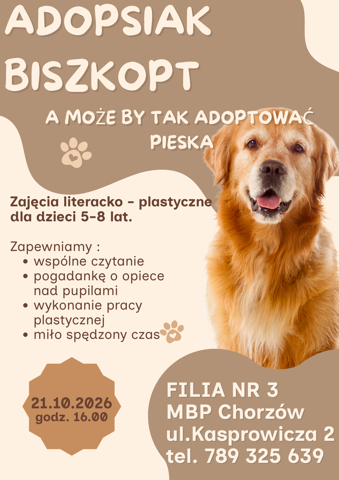AdoPsiak Biszkopt – o adopcji pieska w bibliotece AdoPsiak Biszkopt – o adopcji pieska w bibliotece