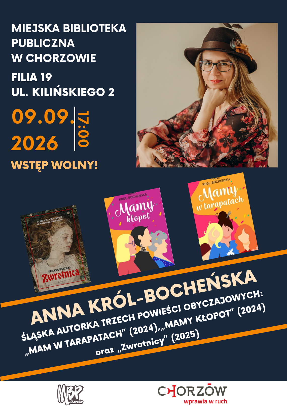 Anna Król-Bocheńska w chorzowskiej bibliotece. Spotkanie z autorką Spotkanie autorskie z Anną Król-Bocheńską w Chorzowie