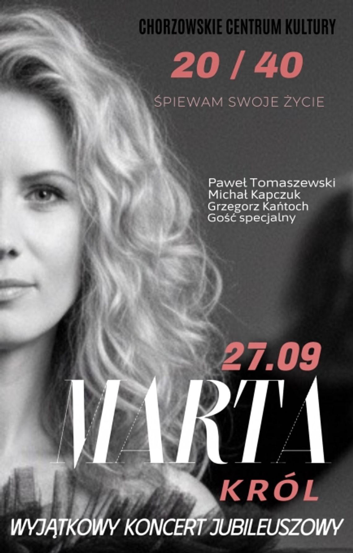 Marta Król „20/40 – Śpiewam swoje życie” Plakat jubileuszowego koncertu Marty Król