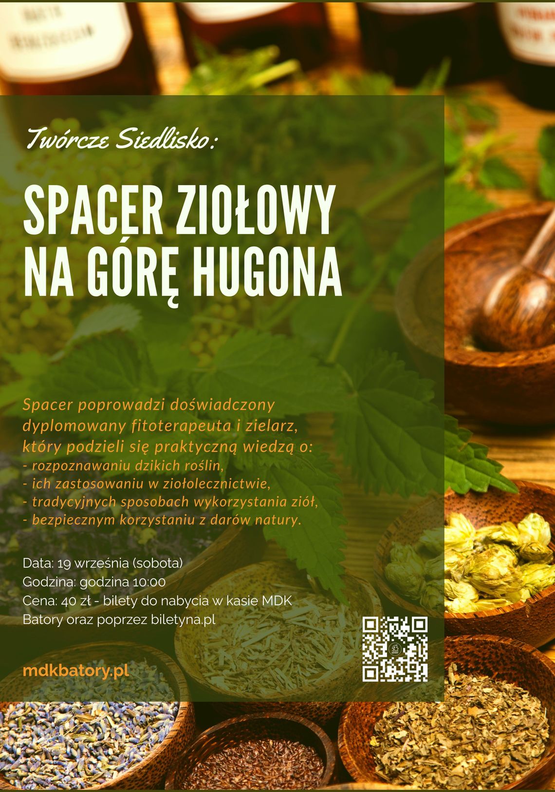 Spacer ziołowy na Górę Hugona Plakat spaceru ziołowego na Górę Hugona