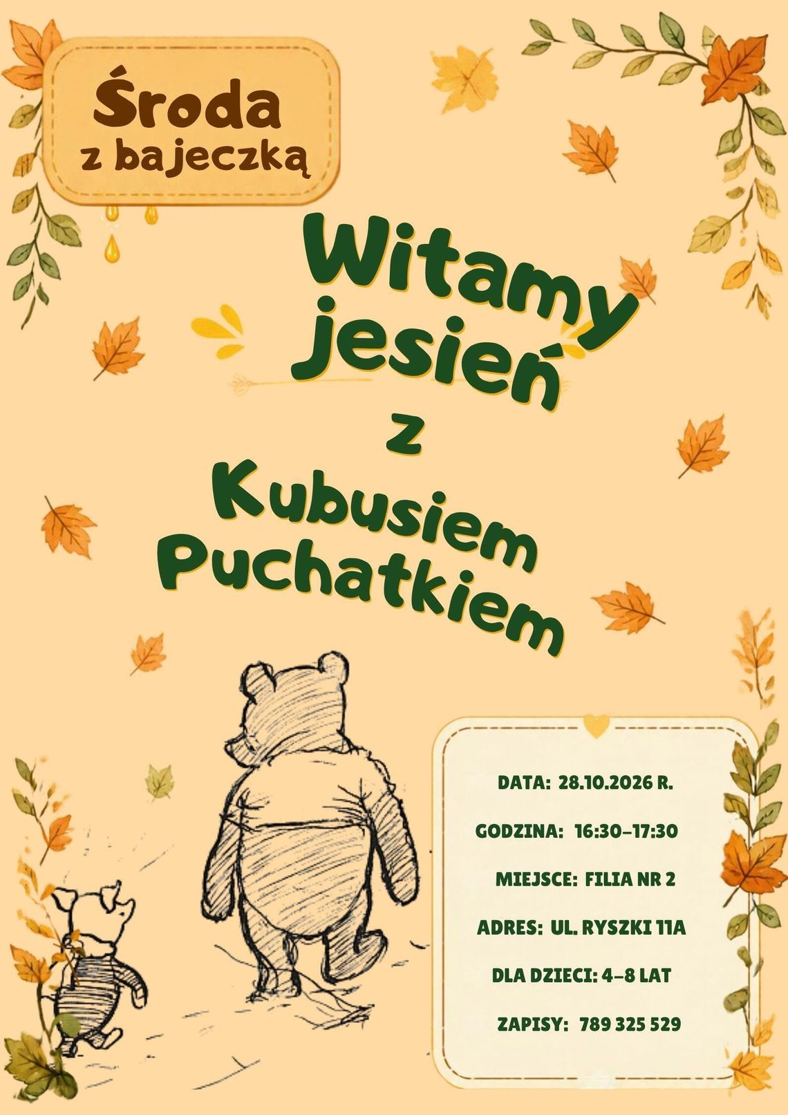Witamy jesień z Kubusiem Puchatkiem – Środa z bajeczką